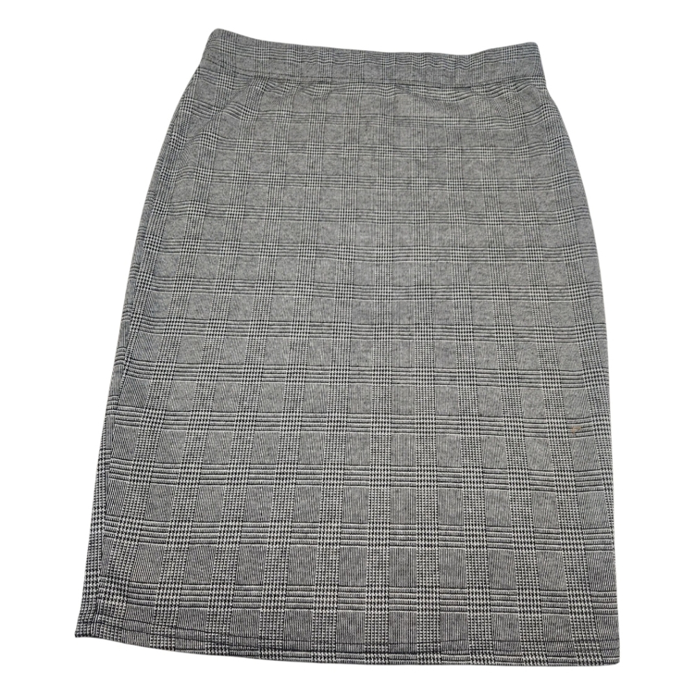 Gray Houndstooth Pencil Skirt L Plaid Straight Pullon Bodycon Midi Office Siren